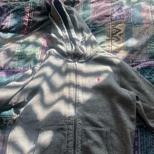 Gray polo Ralph Lauren zip hoodie size medium